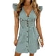 thumbnail image 3 of TaTaai Womens Short Sleeve V Neck Striped Dress Ruffled Sleeve Detail Loose Lightweight Comfortable Commute Casual Vacation Daily Wear Outfits Gift, 3 of 6
