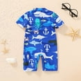 thumbnail image 3 of Younger Tree Newborn Baby Boys Swimsuit Short Sleeve Zipper One-Piece Bodysuit Sunsuit Swimwear Bathing Suit for 6-12 Months, 3 of 7