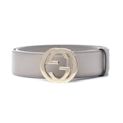 New Gucci Storm Grey Leather Interlocking Gg Buckle 80 32  display picture 1
