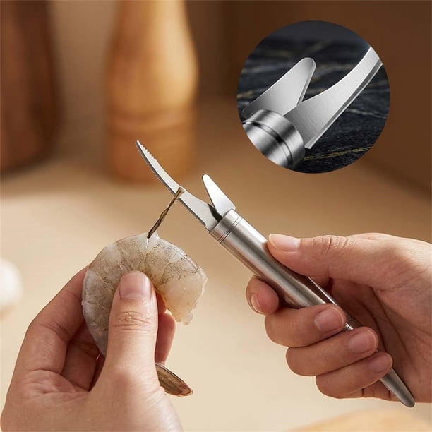 Herramienta para desvetar gambas Deveiner Deveiner Peladora de gambas Cuchillo multifuncional para gambas Limpieza de mariscos Pelado Gambas mariposas Utensilio de cocina Resistente al óxido