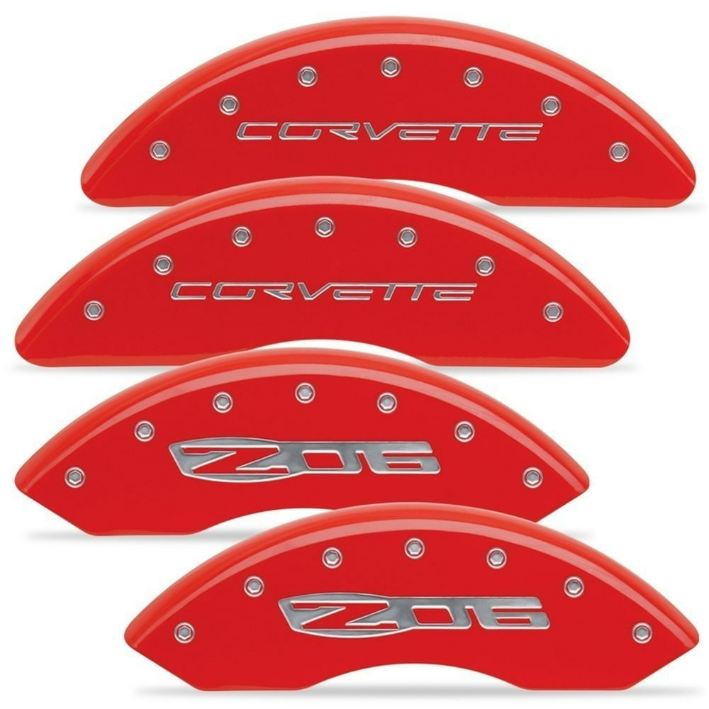 Corvette Brake Caliper Cover Set (4) Corvette/Z06 Logo Red 20062013 Z06