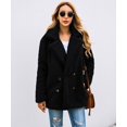thumbnail image 4 of BAMAIA Manteau Caban Décontracté pour Femmes en Polaire Fausse Fourrure Bouton Chaud Automne Hiver Veste avec Poches, 4 of 8