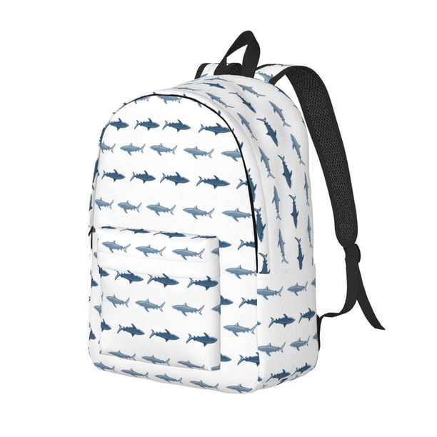 Balery Cute Shark Mochila Clásica Impresa Básica para Viaje, Mochila Escolar Resistente al Agua, Mochila de Lona con Correas Ajustables-Small