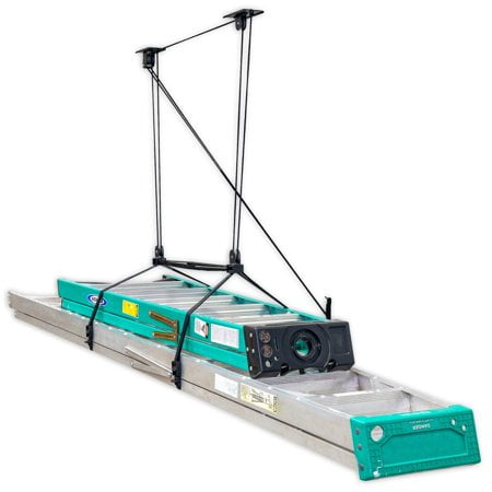 Storeyourboard Ladder Storage Ceiling Pulley System Garage Mount Hoist Heavy Duty Hanging Organizer Holds 150 Lbs