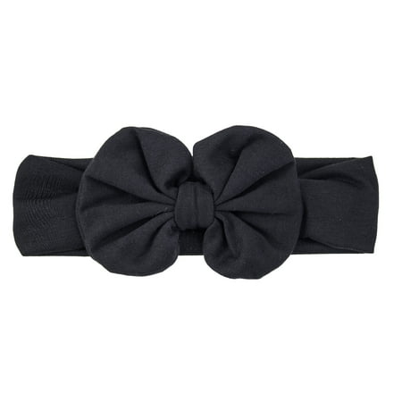 Fabric Turban - Sweet Baby Girls Bowknot Elastic Headband Fabric Stretch Turban (2 Pack, Black)