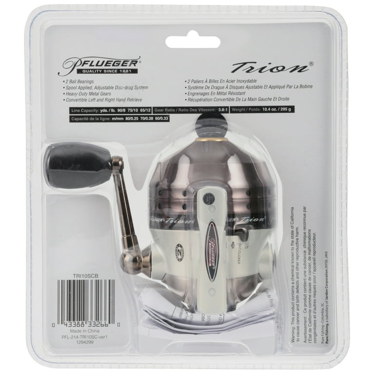 Pflueger Trion 10 Spincast Reel, Clam Packaged 