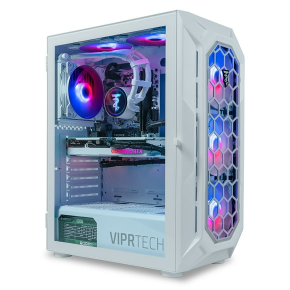 ViprTech Ghost 3.0 Liquid-Cooled PC - AMD Ryzen 7 (4.4GHz), RTX 4060 8GB, 16GB DDR4, 1TB SSD, White