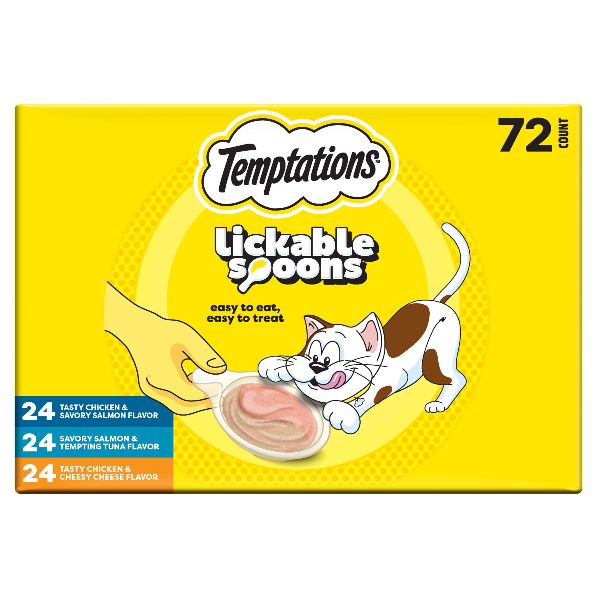 Temptations Lickable Spoons Adult Wet Cat Treat Variety Pack, 10 Grams, 72 Count