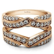 10k Solid Gold Brilliant Moissanite Infinity Bypass Engagement Ring Guard (0.74ctw)