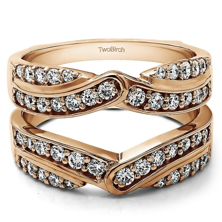 10k Solid Gold Brilliant Moissanite Infinity Bypass Engagement Ring Guard (0.74ctw)