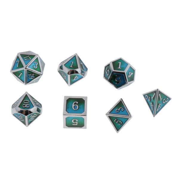 Dados de Metal Poliédricos de Aleación de Zinc de 10x7 Piezas para D&D RPG Game Toys B