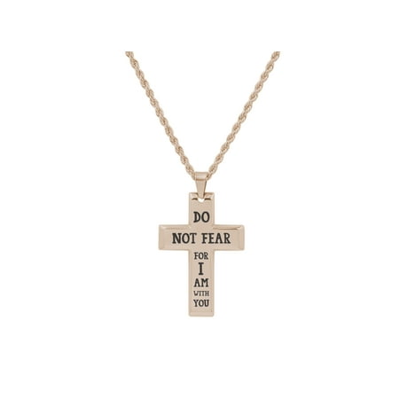 Men's Solid Stainless Steel Cross Necklace By Pink Box ROSE GOLD