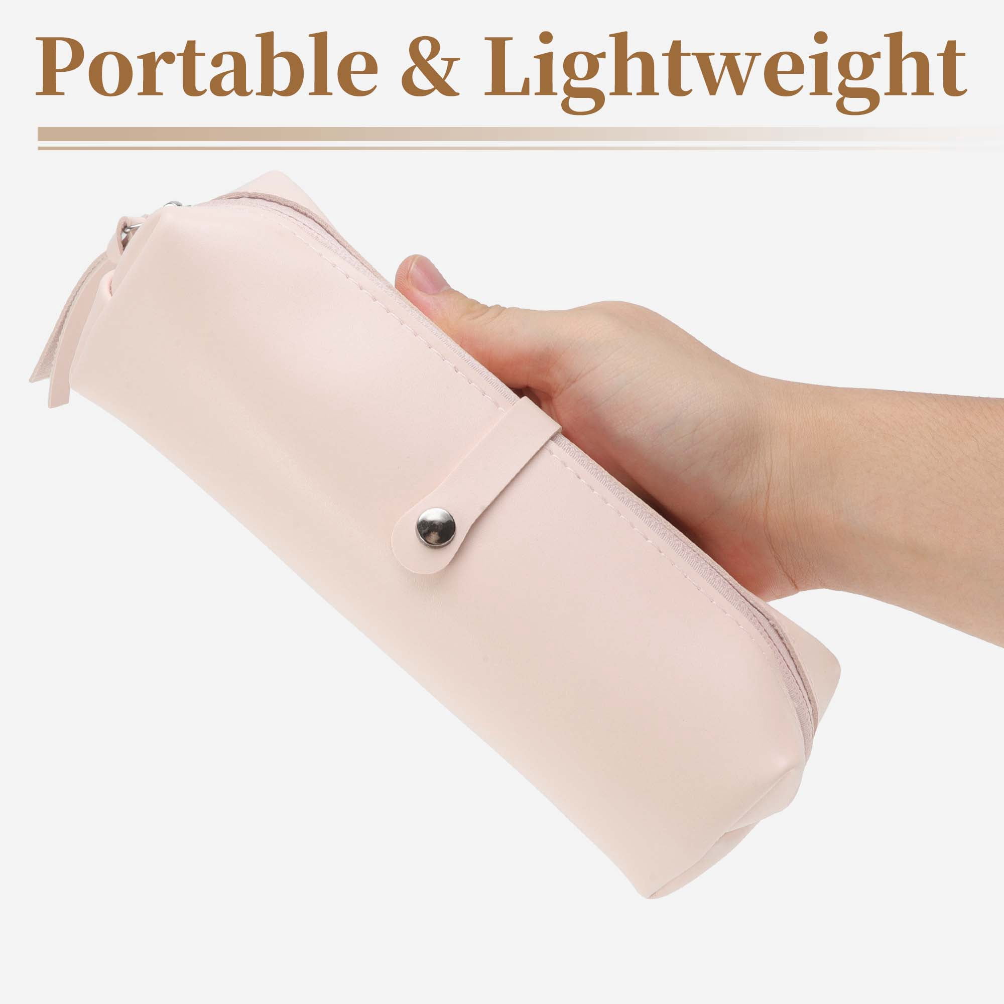 Unique Bargains Leather Style Aesthetic Pen Bag Organizer Pink