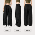 thumbnail image 2 of HappyYEE Cargo Pants for Women Oversized Wide Leg Dance Bottoms Loose Fits Lightweight Fashion Sports Trousers Streetwear M, 2 of 7