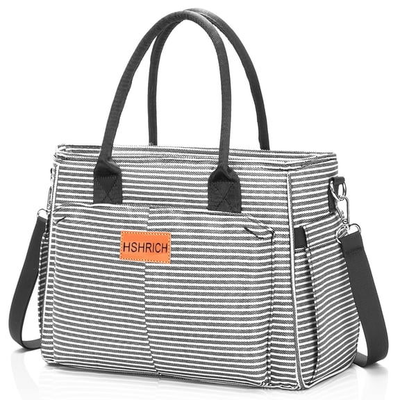 Holuxer Lunch Box for Women Cute Insulated Lunch Bags, Large Leakproof Cooler Purse with Side Pockets & Removable Shoulder Strap Womens Lunch Tote Bag for Work Picnic Beach (Stripe)