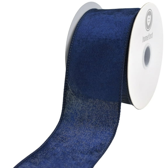 Homeford Christmas Lush Velvet Wired Ribbon, Navy, 2-1/2-inch, 10-yard
