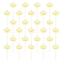 Uxcell 48 Pcs Crown Cupcake Toppers, Glitter Cupcake Picks with Glue Points, Cake Decorations for Wedding Birthday Theme Party Supplies, Golden