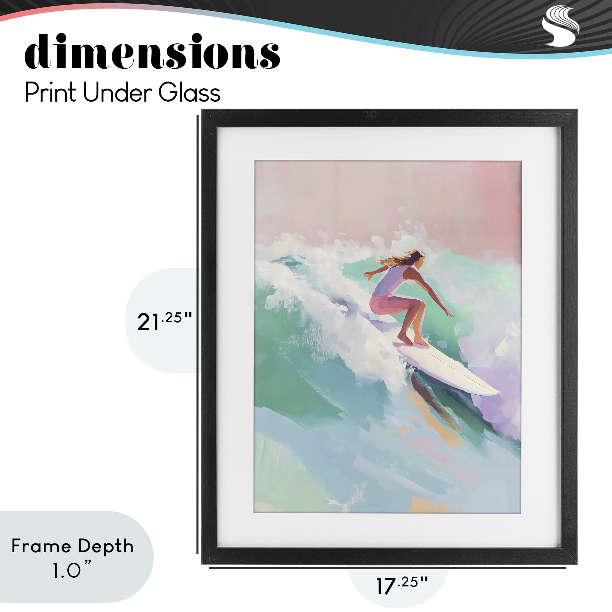 Stupell Industries Surfer Girl Riding Waves Black Framed Print Under Glass, design by The Prints Vibe