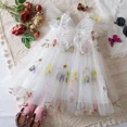 thumbnail image 3 of Ropa navideña para niños pequeños, vestidos de tul para niñas pequeñas, sin mangas, con volantes, bordado, vestido de tutú con flores, vestido de cumpleaños de princesa, 3 of 5
