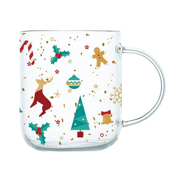 Taza de cristal navideña de 450 ml, taza de café, bebida, té ligero, taza de jugo con Estilo A