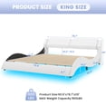 thumbnail image 4 of King Size Led Bed Frame Faux Leather Upholstered Platform Bed Frame with RGB LED Lights,Low Profile Wave-Like Curve Bed Frame with Headboard, No Box Spring Needed,White, 4 of 8