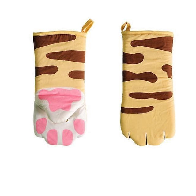 2 Pieces Kitchen Mitt Heat Resistant Up to 250 Non-slip Cat Paw Non-Slip Insulating Gloves Potholder and BBQ Mitt Cat Paw
