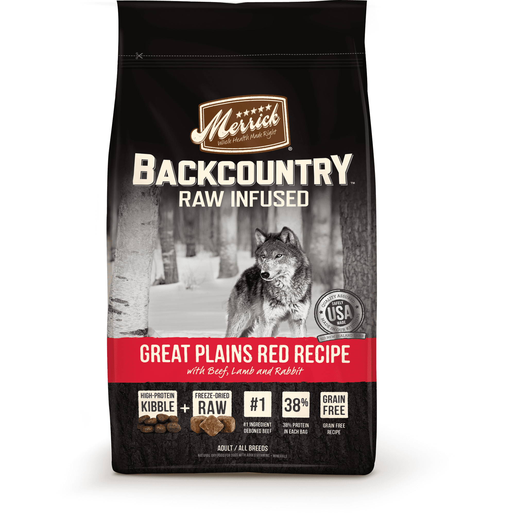 Merrick Backcountry Grain-Free Raw Infused Great Plains Red Recipe Dry Dog Food, 4 lb