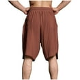 thumbnail image 4 of Maean Men Cotton Linen Shorts 7 Inch Elastic Waist Drawstring Shorts Stretch Summer Beach Shorts with Pockets, 4 of 5