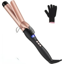 Hair Curling Wand, 32mm Curling Iron, Professional Ceramic Hair Curler Wand Big Curls Adjustable Digital Temperature, Dual Voltage, Auto Shut-Off (with Fixing Clip)
