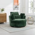 thumbnail image 6 of 42"W Oversized Swivel Barrel Chair,Soft Chenille Accent Barrel Sofa Chair with 3 Pillows,360 Degree Swivel Round Sofa Armchair for Bedroom Living Room Lounge Hotel,Green, 6 of 8