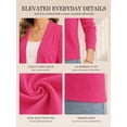 thumbnail image 3 of QUALFORT Women's 3/4 Sleeve Cropped Cardigan Sweater, Open Front Shrug, Rose, Size S, 3 of 7