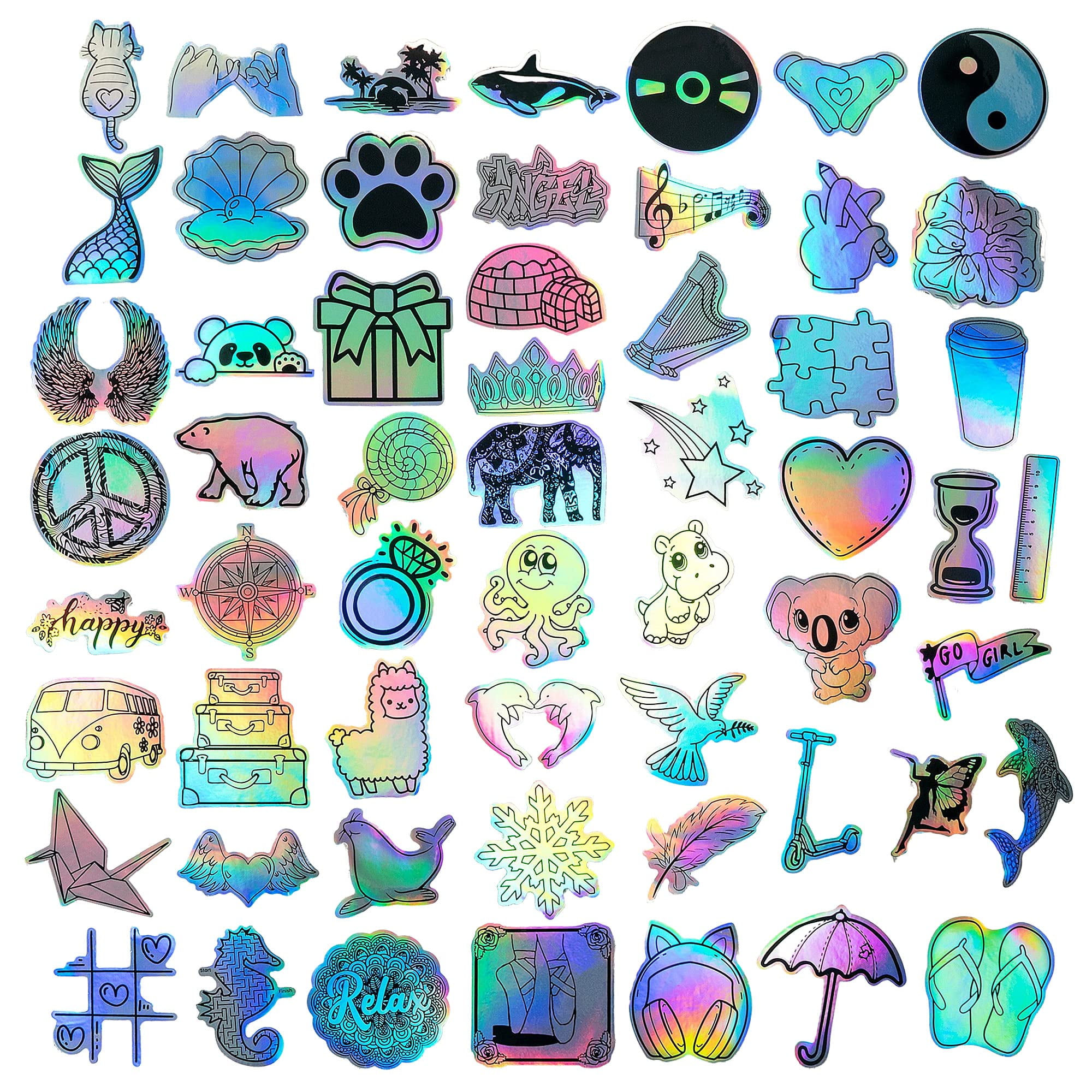  Holographic Shiny Stickers Laser ins Small Fresh Stickers 100  Pieces of Water Cup Luggage Computer Phone case Creative Stickers