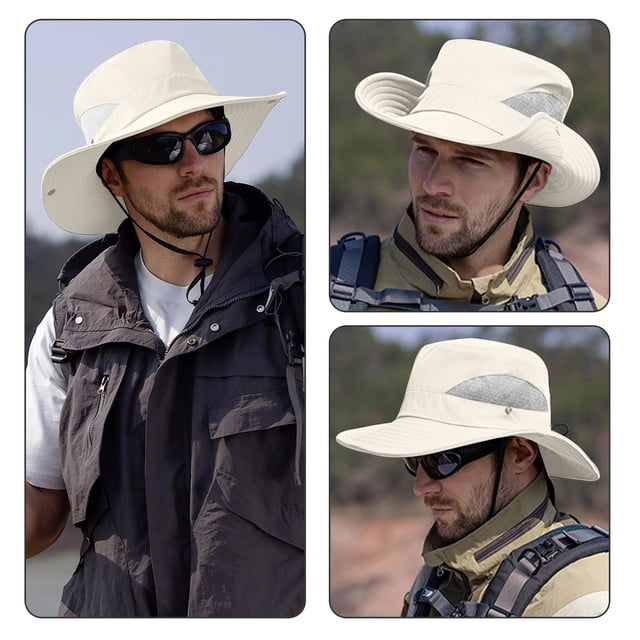Sombrero con visera de protección solar para hombre y mujer | Gorra de pesca de senderismo de poliéster transpirable | Protección solar plegable de ala ancha | Ajustable 21.65-23.62" | Gorra ligera