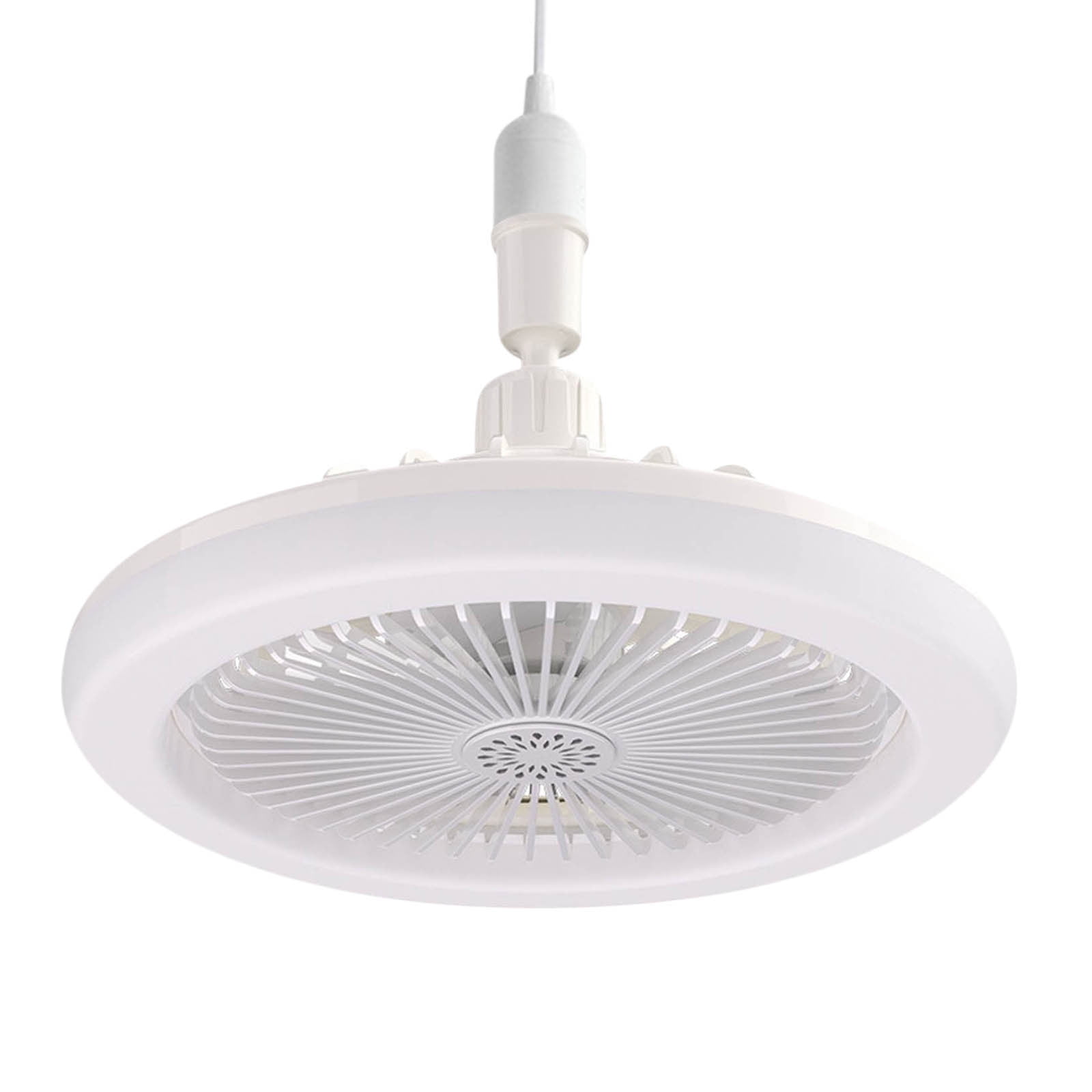 E27 Screw-in Ceiling Fan with Lights & Remote, 10" Detachable Hidden Fan Light, 3-Color Dimming & 3-Speed Quiet Fan, Small Low Profile Socket Fan for Bedroom, Closet, Kitchen