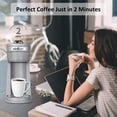 thumbnail image 3 of 2 in 1 Single Serve Coffee Maker for K Cup Pods & Ground Coffee, Mini K Cup Coffee Machine with 6 to 14 oz Brew Sizes, Single Cup Coffee Brewer with One-Press Fast Brewing, Reusable Filters,Grey, 3 of 9