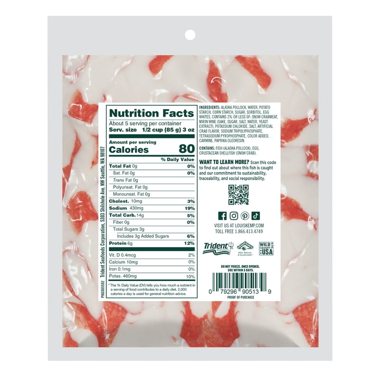 Louis Kemp Delights Fresh Wild Alaska Pollock Imitation Crab Flake