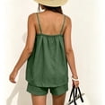thumbnail image 5 of Cagogo Women Plus Size Square Neck Sleeveless Tank Top Shorts Set Loose Casual Beach Vacation Outfits Solid 2 Piece Matching Lounge Sets Summer Tracksuits Travel Clothes, Army Green L, 5 of 7