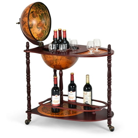 Costway Wood Globe Wine Bar Stand 34'' H 16th Century ...