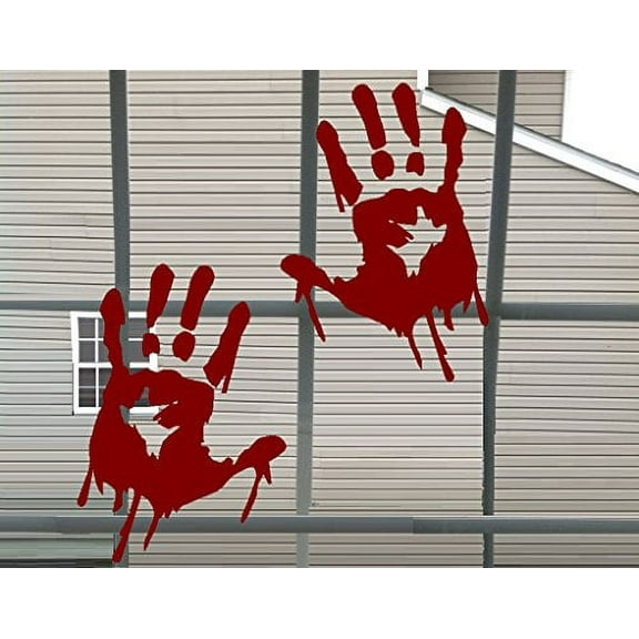 Decal ~ Bloody Hand Prints ~ Wall or Window Halloween Decal, each print is 5" x 8"