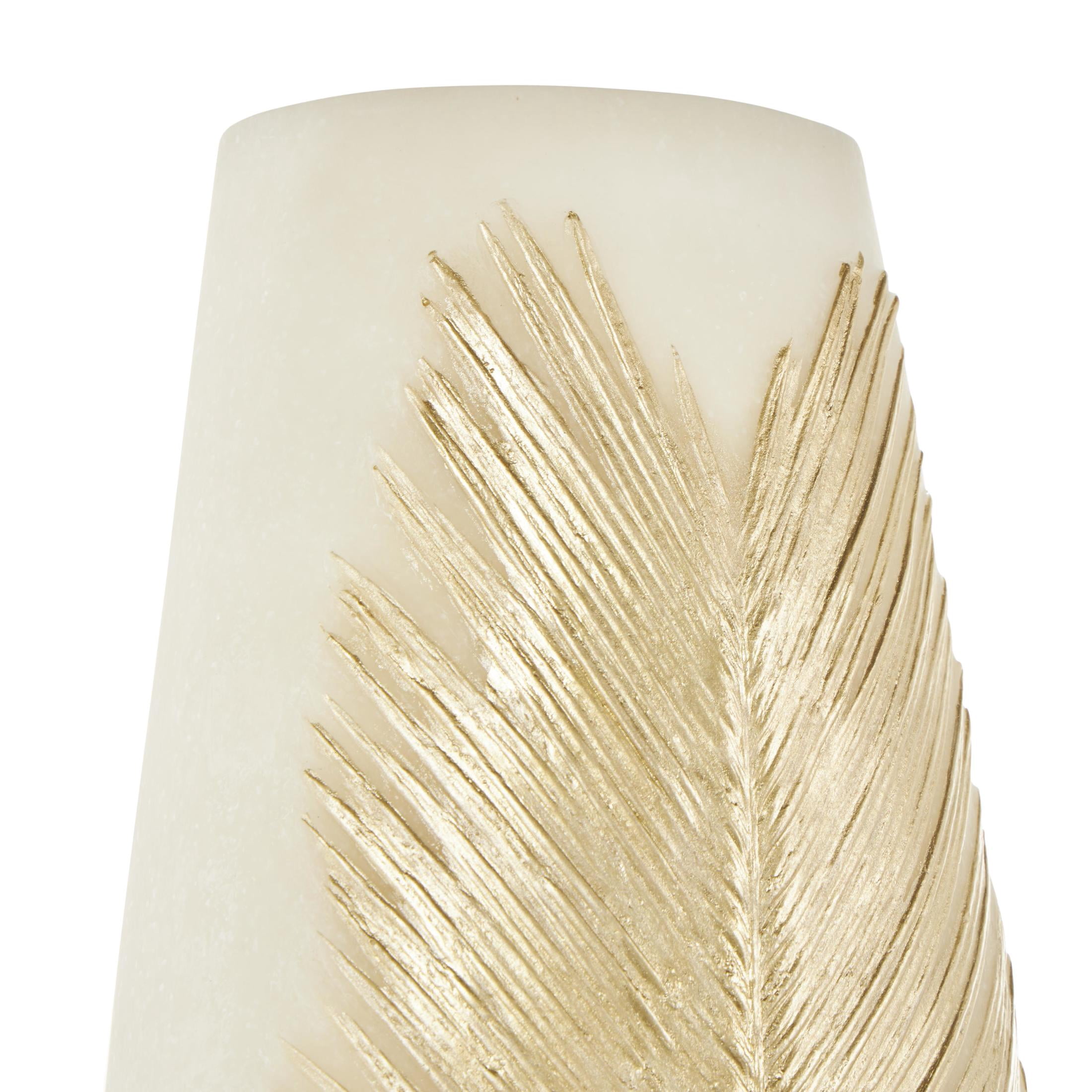 DecMode 20" Leaf Cream Polystone Vase with Gold Leaf Relief