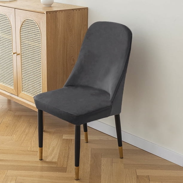 Nvzi Funda elástica de terciopelo para silla con respaldo alto, funda protectora reutilizable para comedor, banquetes, decoración del hogar, etc. (2 piezas, gris oscuro)