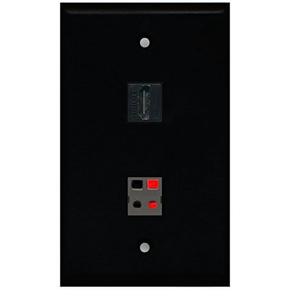 RiteAV - Black 1 Port HDMI 1 Port Speaker Wall Plate
