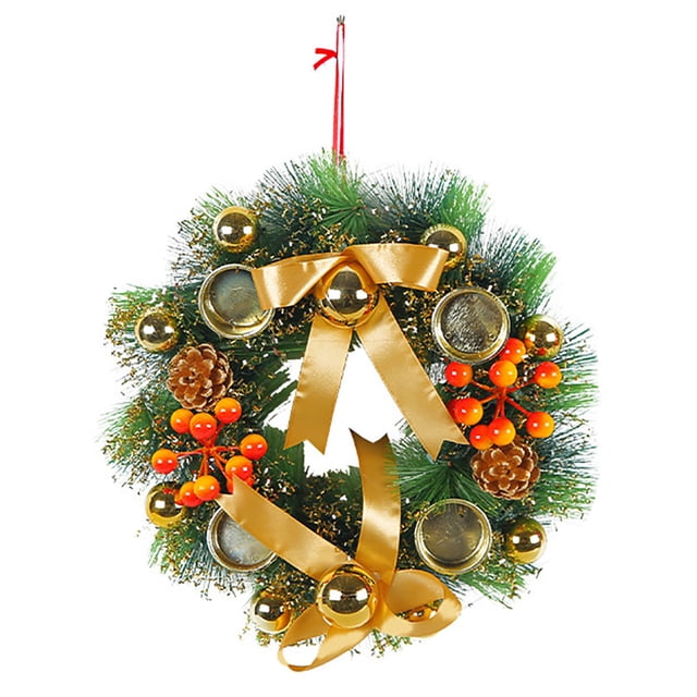 Boovnll Artificial Flowers, Candlestick Wreath Simulation Wreath Candlestick Red Ribbon Double Ball Restaurant Desktop Decoration, Fake Flowers, Silk Flowers, Artificial Flowers for Decoration
