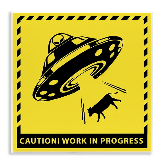 Stupell Industries Work In Progress UFO Novelty & Humor Painting Unframed Art Print Wall Art, 12 x 12