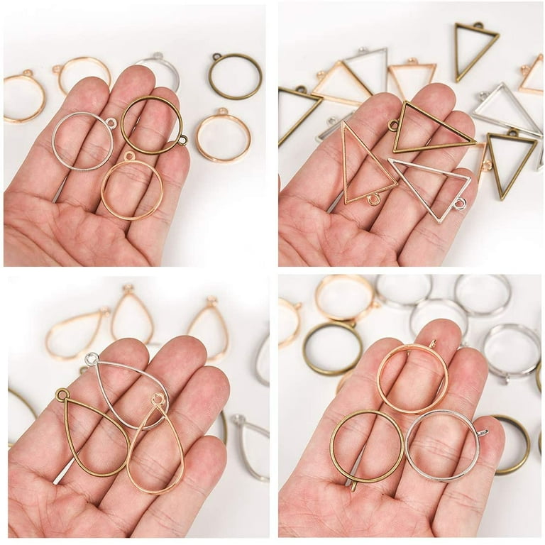 Open Bezel Pendants Jewelry Findings Assorted Geometric Resin Mold