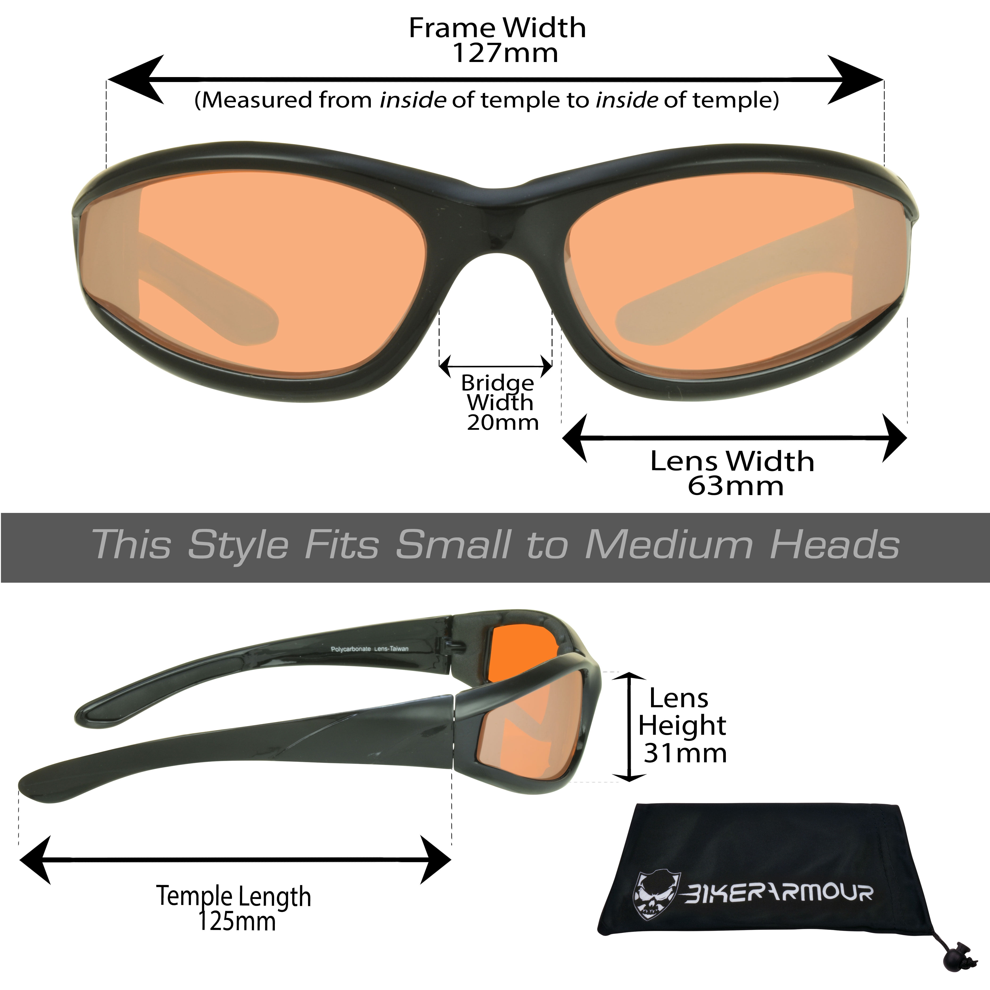 Bikershades Motorcycle Biker Day Night Safety Glasses Black Men Women HD & Clear