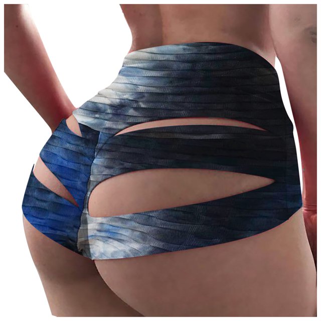 Gibobby Leggings de yoga para mujer Entrenamiento Botín Leggings Butt Shorts Scrunch High Short Ruched Waist Yoga Pantalones de yoga para mujer(Azul,G)