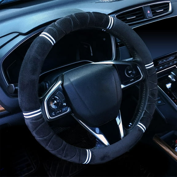 YUVA Car Steering Wheel Cover, Short Lint Winter Warm, Polyester, Anti-Slip, Unisex, Universal Fit for Standard Wheels, Cozy Grip