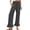 Dark Gray, variant on Women's Solid Color Linen Straight Leg Pants, Elastic High Waist Long Trousers with Ruffle Hem, Fashion Casual Pants for Spring, Fall, Beach and Daily Wear Dark Blue M