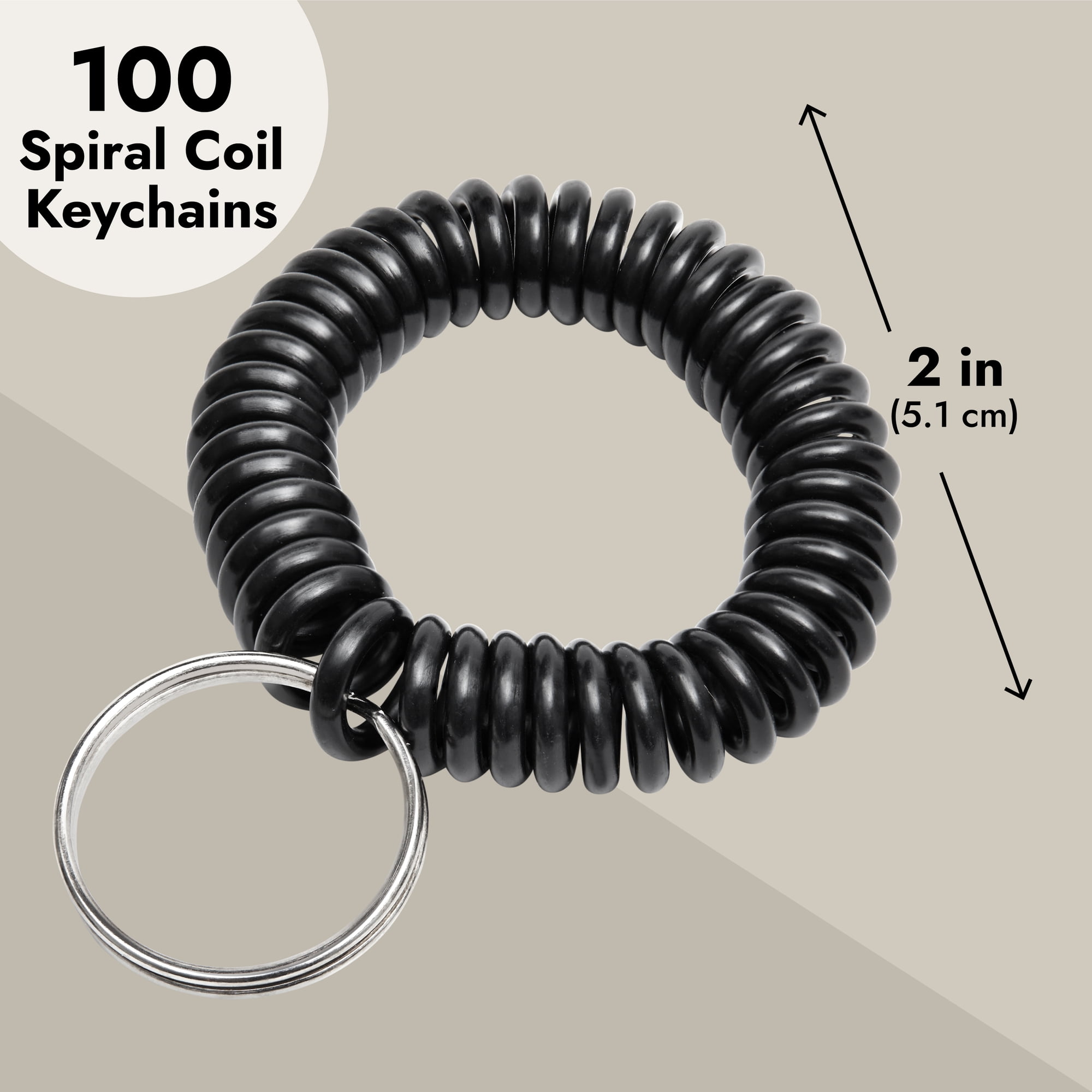 100 Pack Spiral Coil Wrist Keychains, Stretchy Wristband